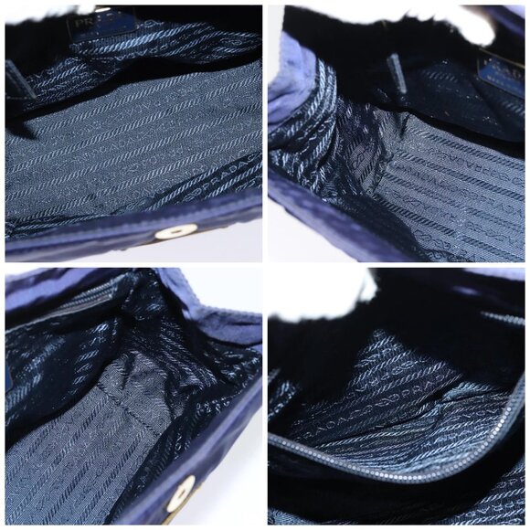 PRADA Hand Bag Nylon Metal Blue Gold Auth 137214 - Picture 16 of 16